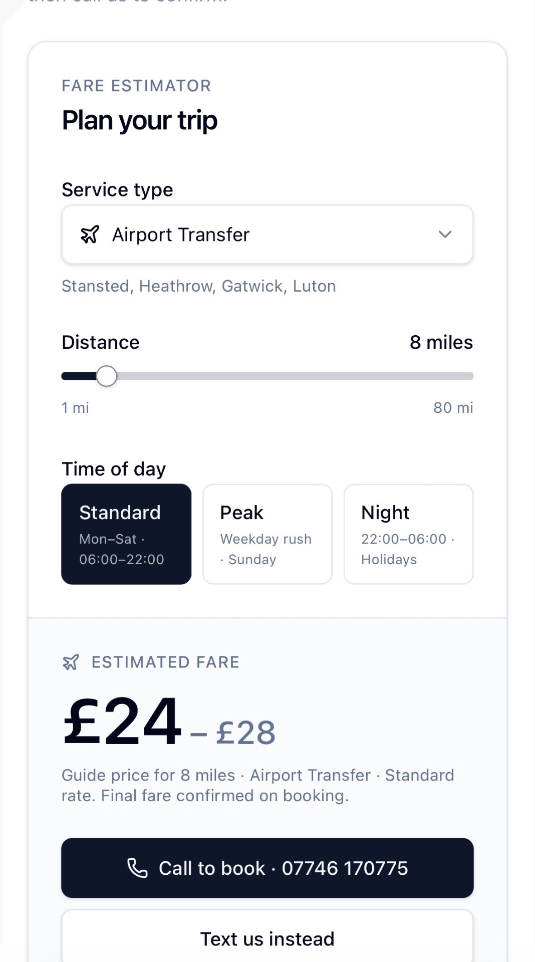 Taxi website mobile screenshot 1