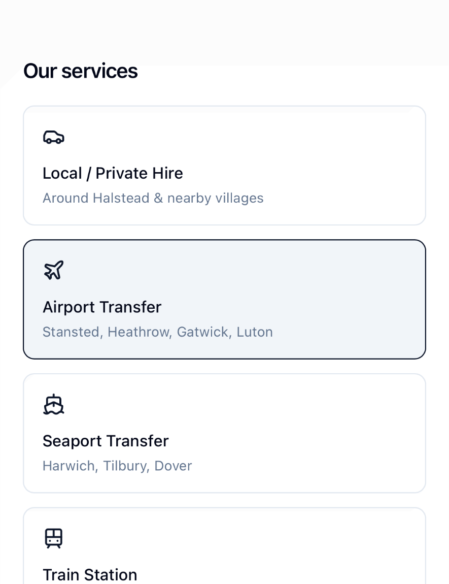 Taxi website mobile screenshot 2