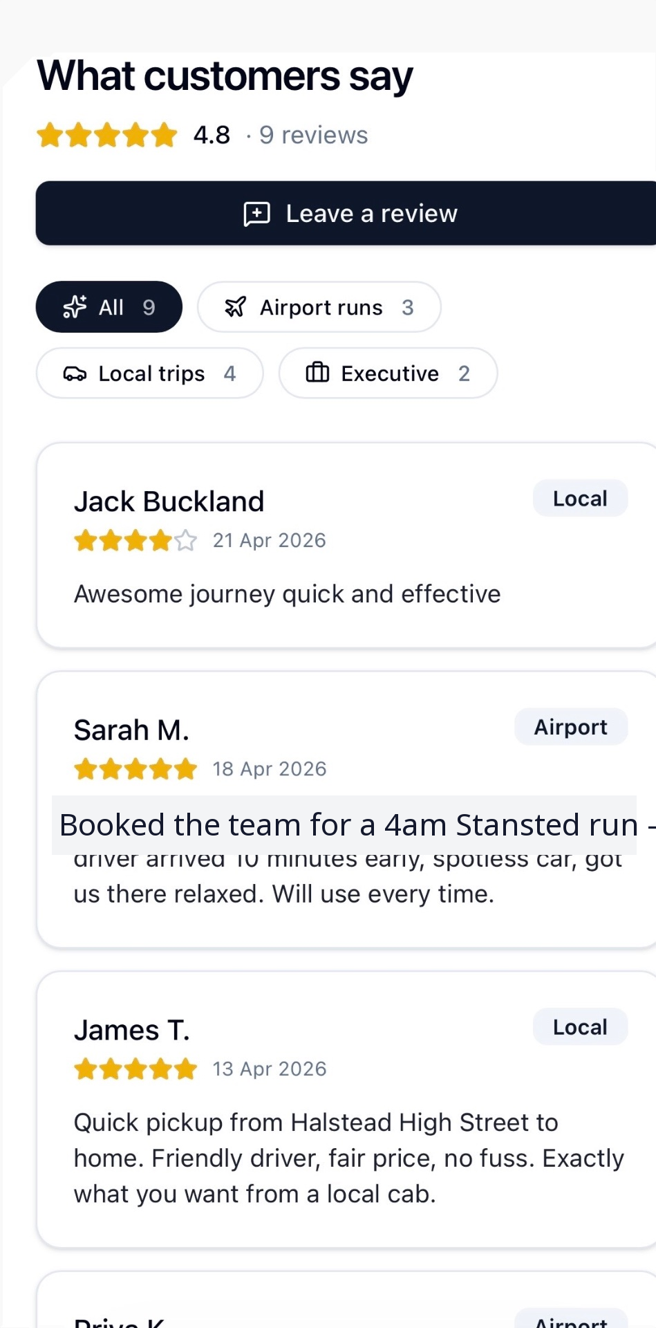 Taxi website mobile screenshot 4