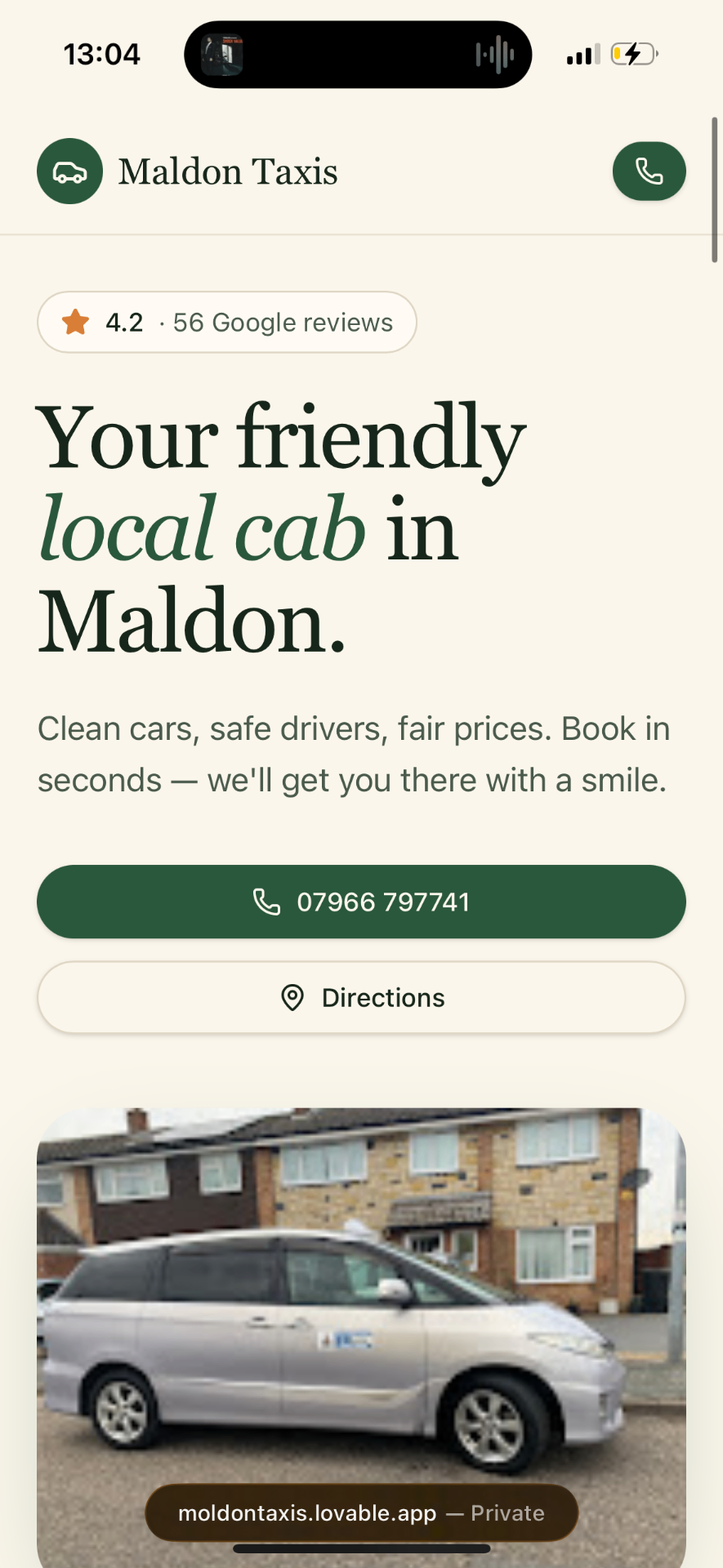 Hero — taxi website screenshot 5